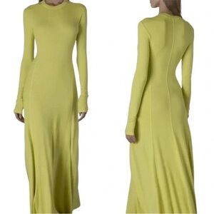 Enza Costa Viscose Silk Blend Rib Paneled Flare Long Sleeve  Dress NWOT XS